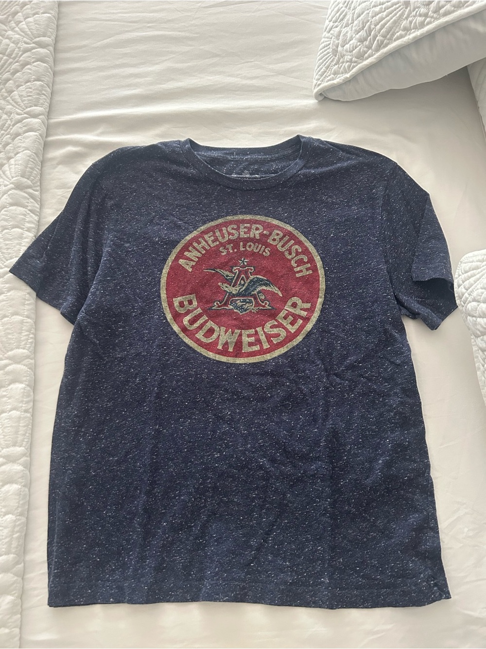 Budweiser Navy Short Sleeve Tee with Red Vintage Crest